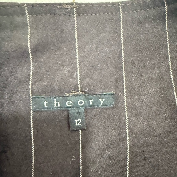 Theory Wool blend High West Dark Brown Striped Skirt Size 12 - Picture 3 of 6